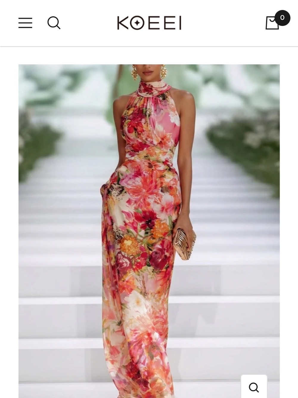 Floral Halter Maxi Dress in Pink Multi